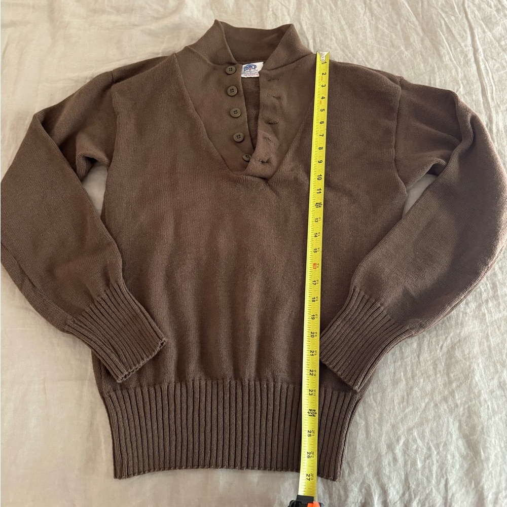 DSCP Garrison Collection L Brown Knitted 5 Button Pullover Henley Sweater